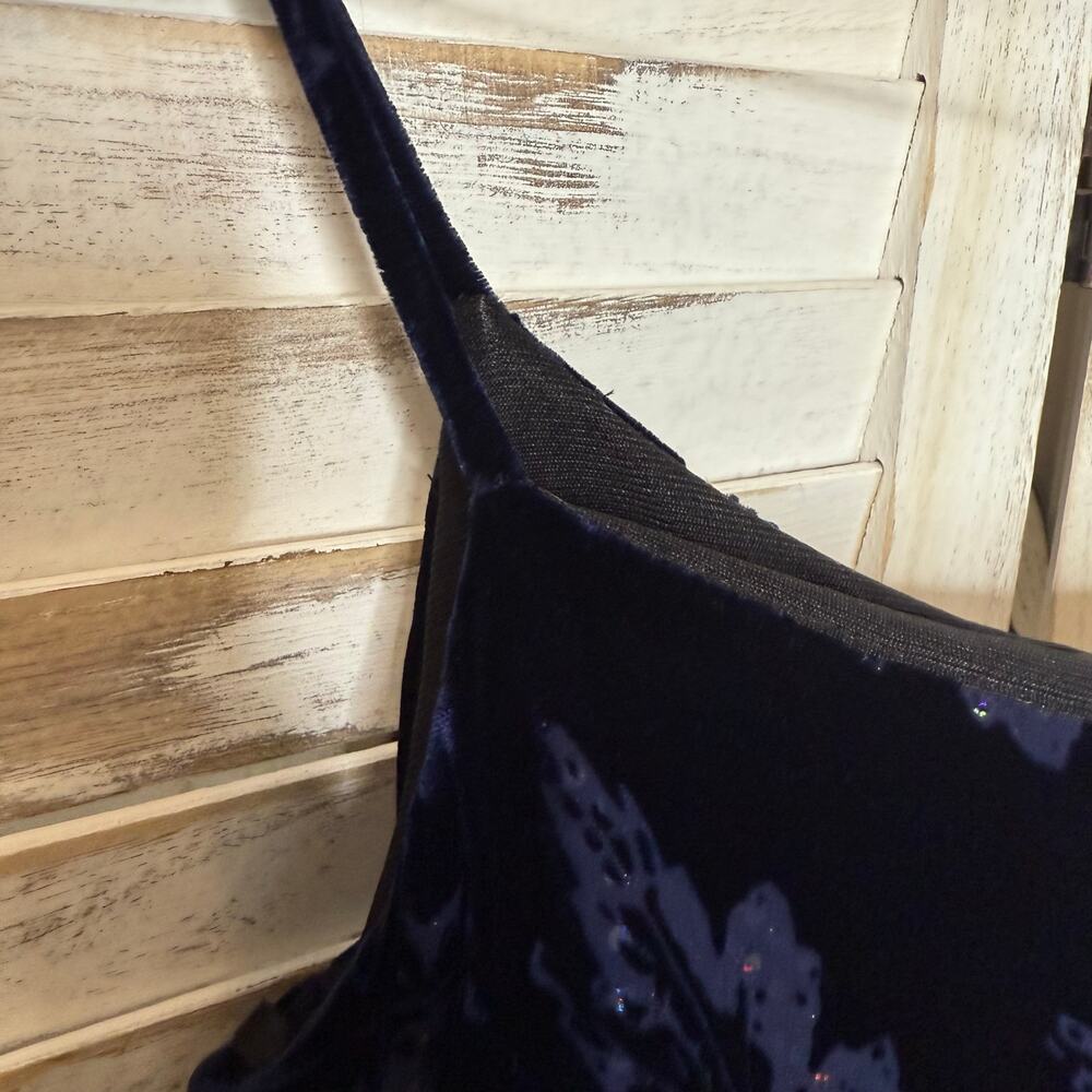 VTG REGGIO Women's Size 10 Silk Velvet Maxi Dress Sapphire Demure Cocktail Event - Picture 9 of 16